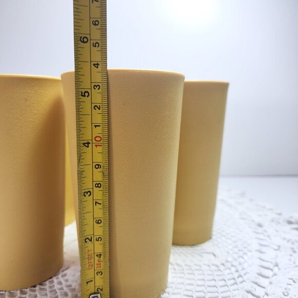 Tupperware Tall Tumblers Set of 5 Harvest Gold 8 oz Juice Cups 873 Vintage 70s - Picture 10 of 11
